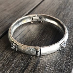 Lucky Brand Hinged Black Crystal Bangle